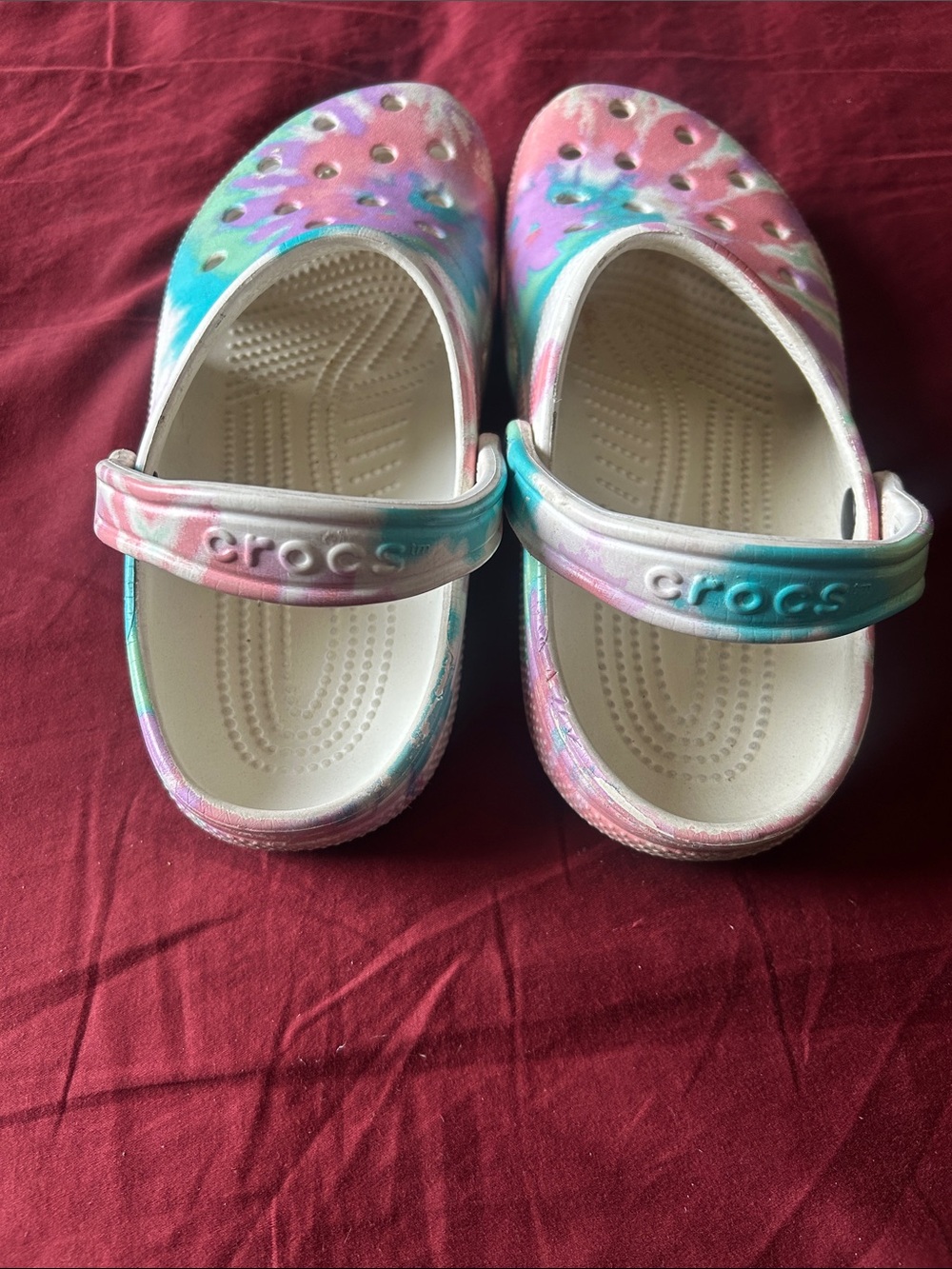 CROCS Classic Clog Mules in Pink, Purple & Blue Tie-Dye - Picture 4 of 7